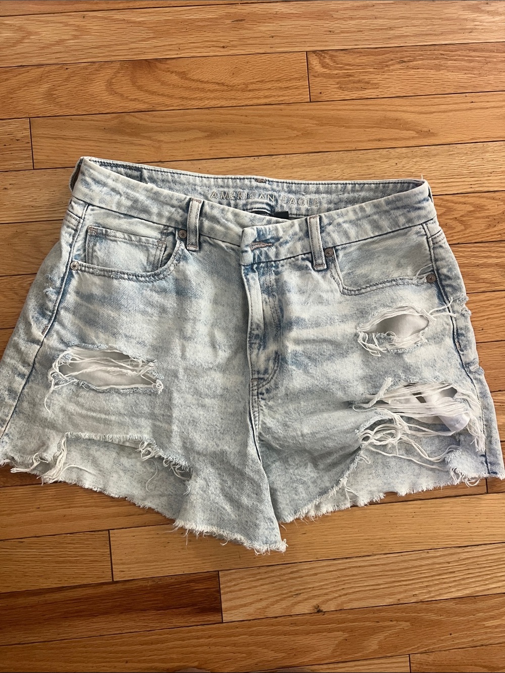 American Eagle Outfitters Light Blue Distressed Denim Cutoff Shorts